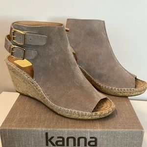 Kanna Suede and Jute Platform Sandals Tan Size 7.5